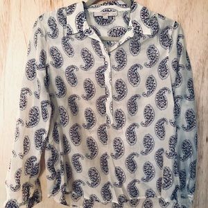 ❤️💙Loft Paisley Cotton/Silk Shirt in Red/Blue